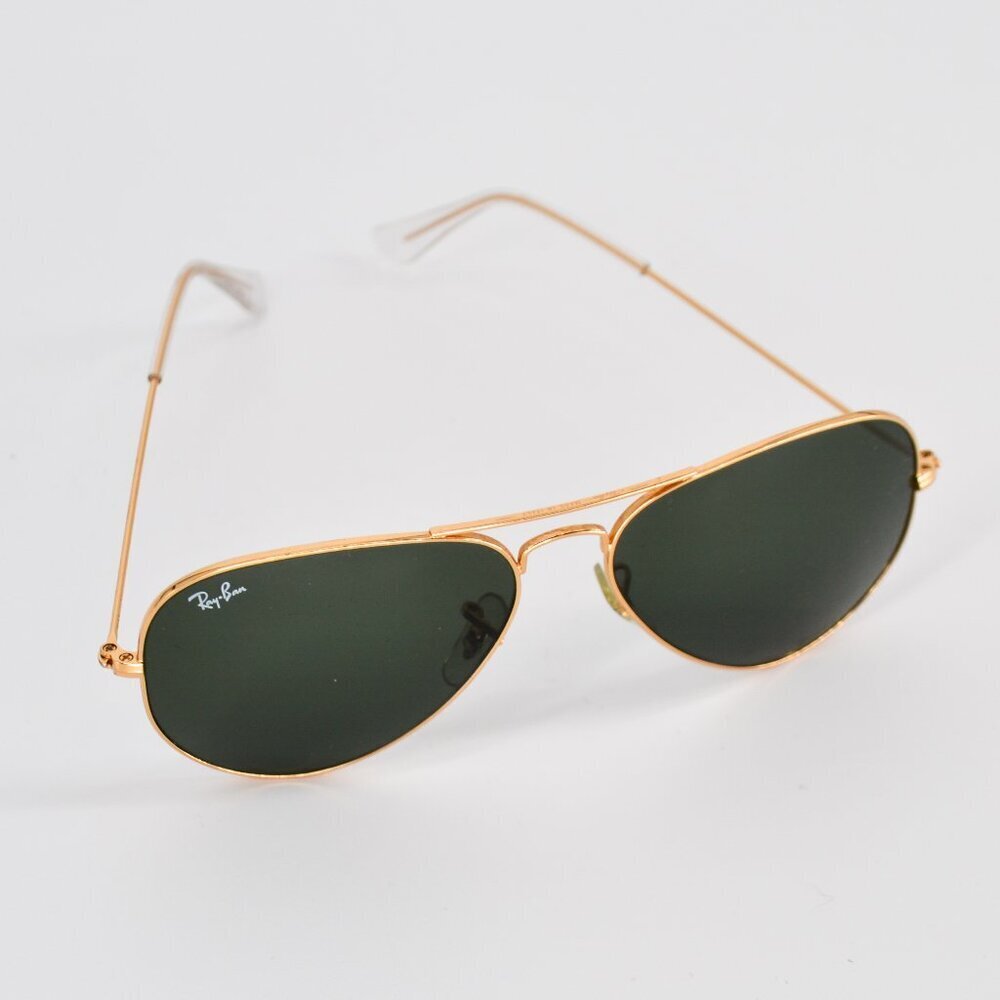 Ray-Ban Aviator Classic Sunglasses Polished Arista Gold Frame Green Tinted Lens - Picture 2 of 4